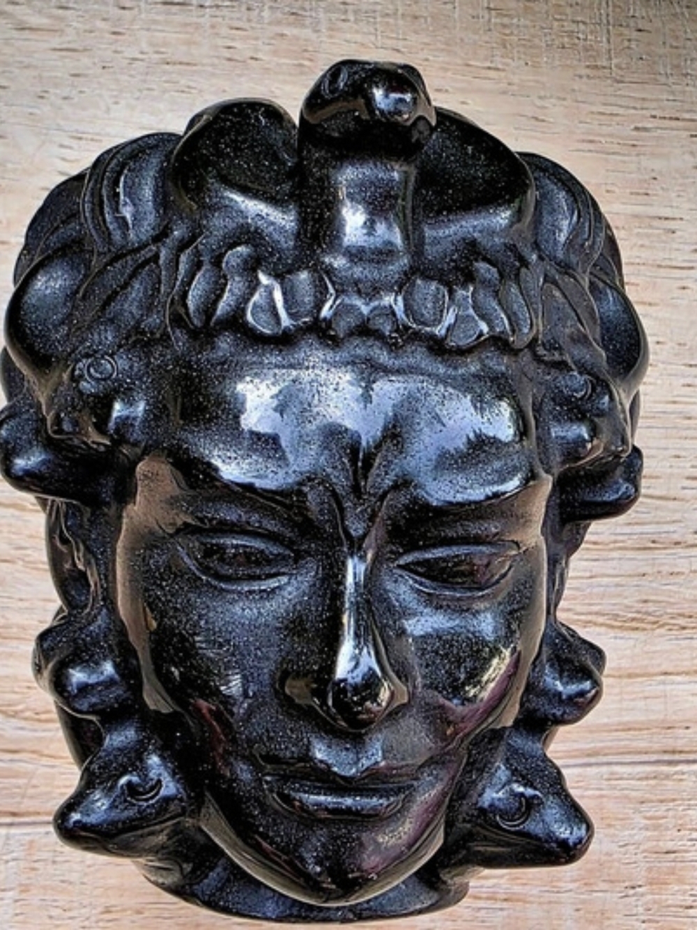 Black Obsidian Medusa Head Carving Sculpture